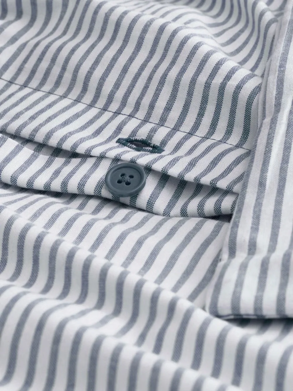 Blue and White Striped Cotton Duvet Cover Set
